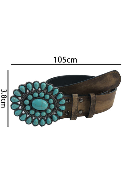 Light Blue Western Turquoise Decor Retro Wide Belt