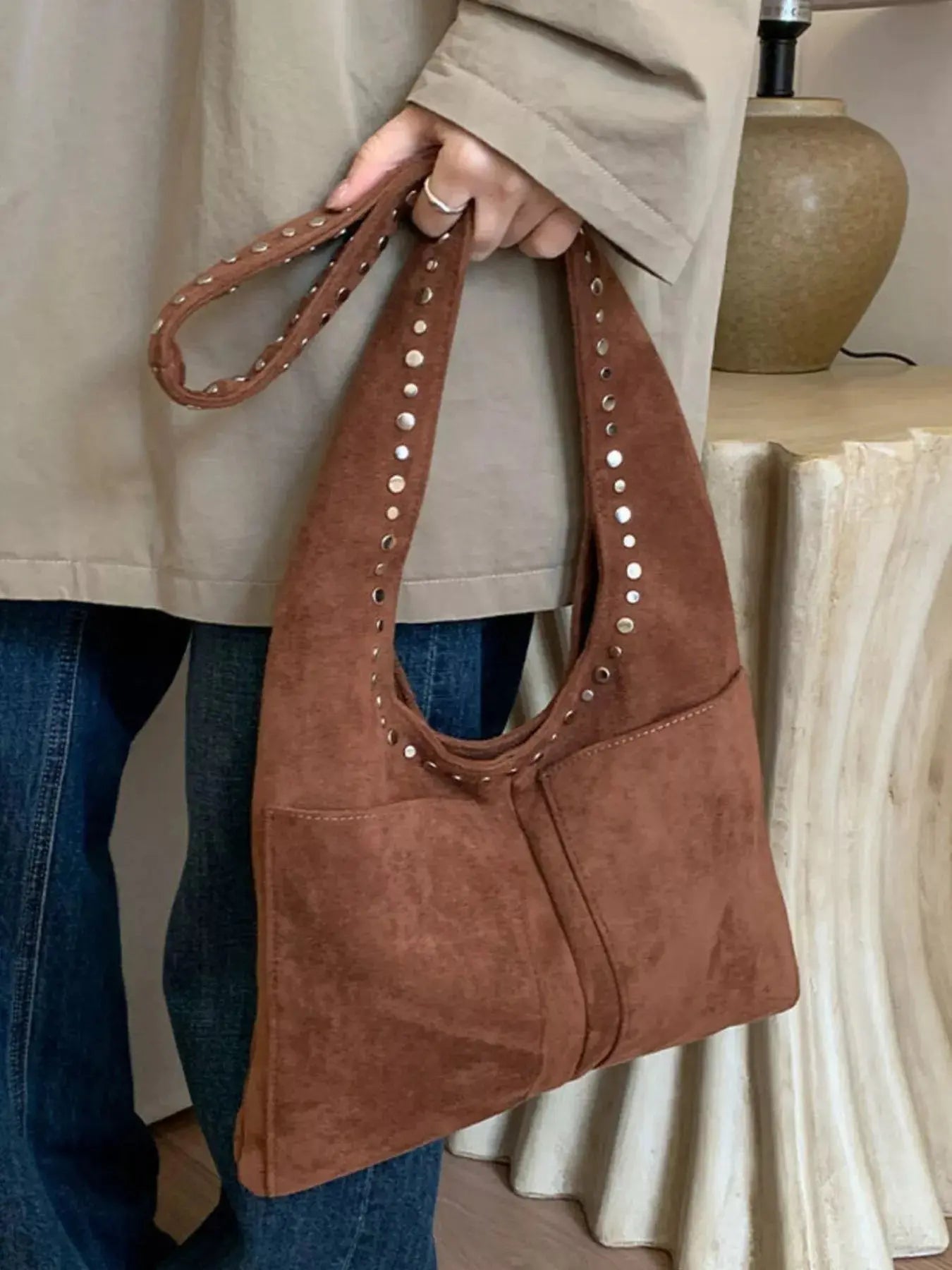 Studded Suede Shoulder Bag Simply Love
