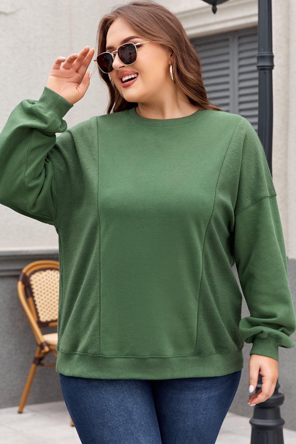 Chic plus size blackish green sweatshirt