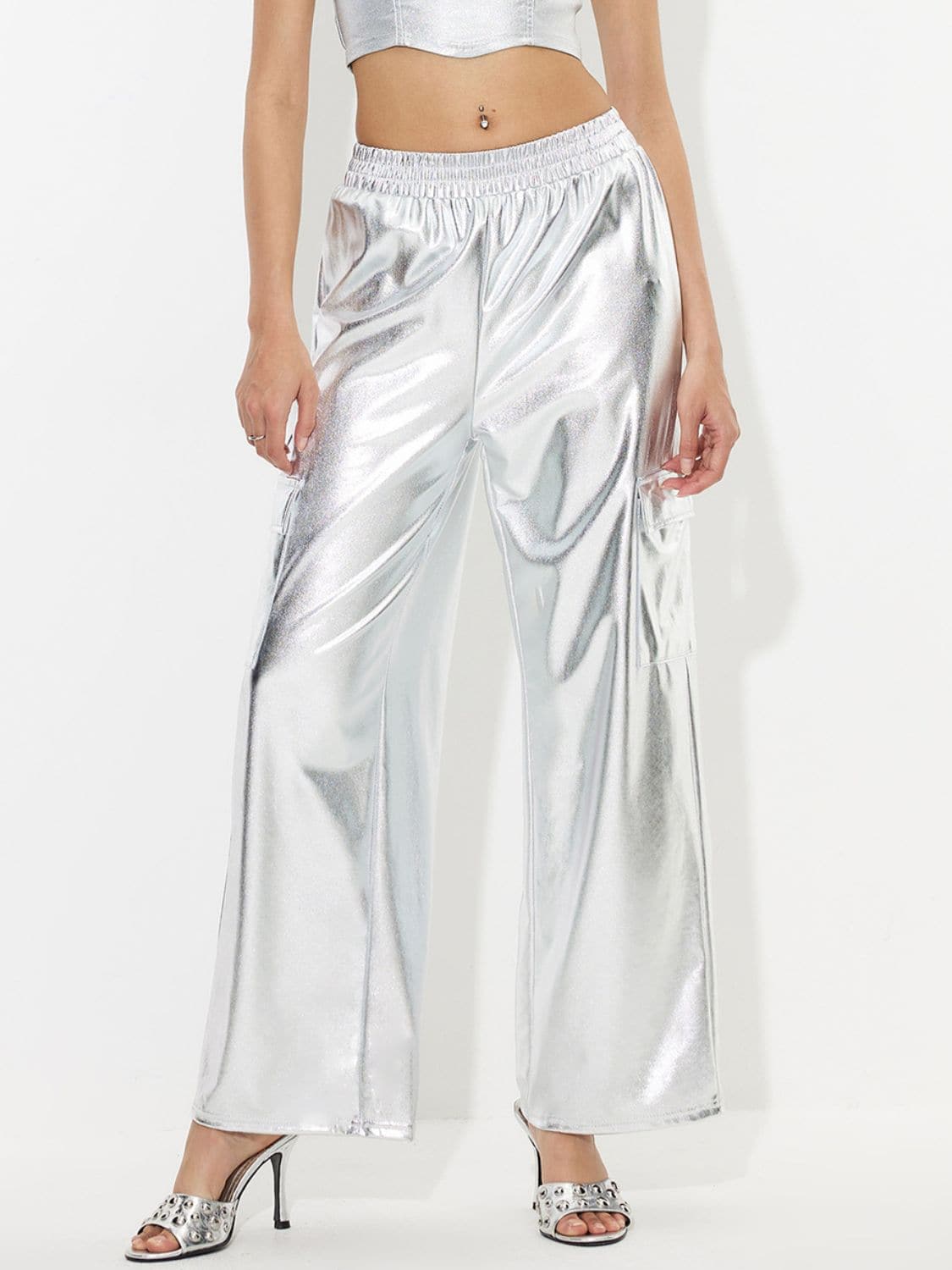 Elastic Waist Wide Leg Pants.