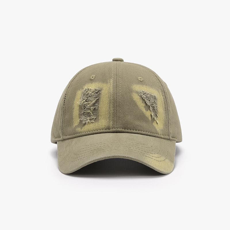 Vintage-inspired distressed cotton baseball cap