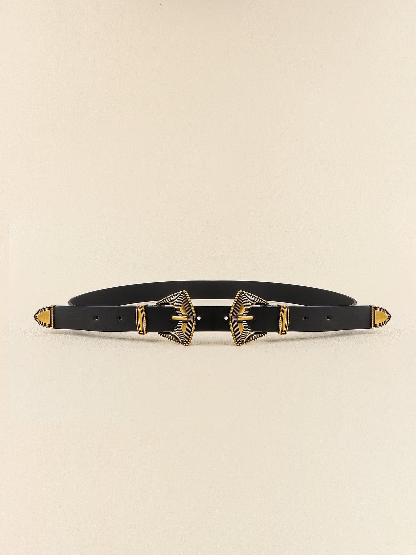 Double Buckle PU Leather Belt.