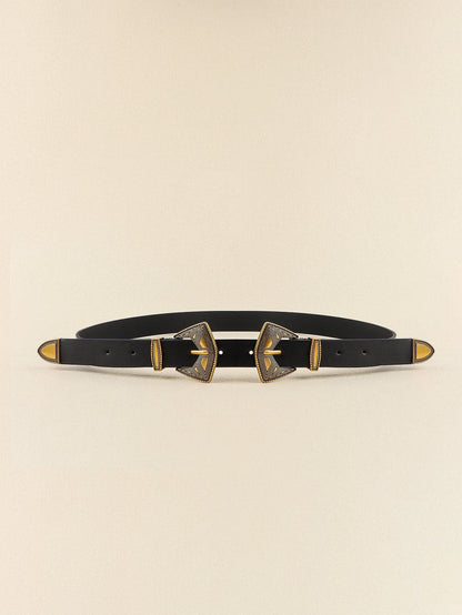 Double Buckle PU Leather Belt.