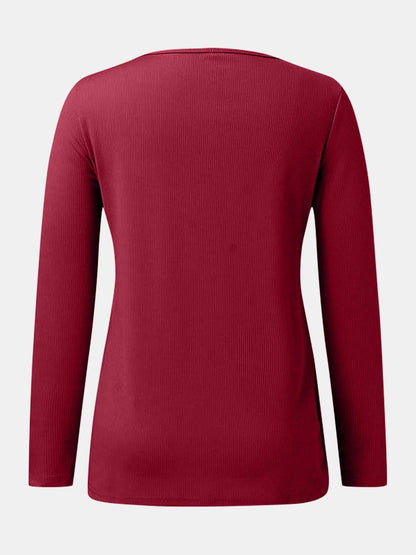 Full Size Scoop Neck Long Sleeve T-Shirt.