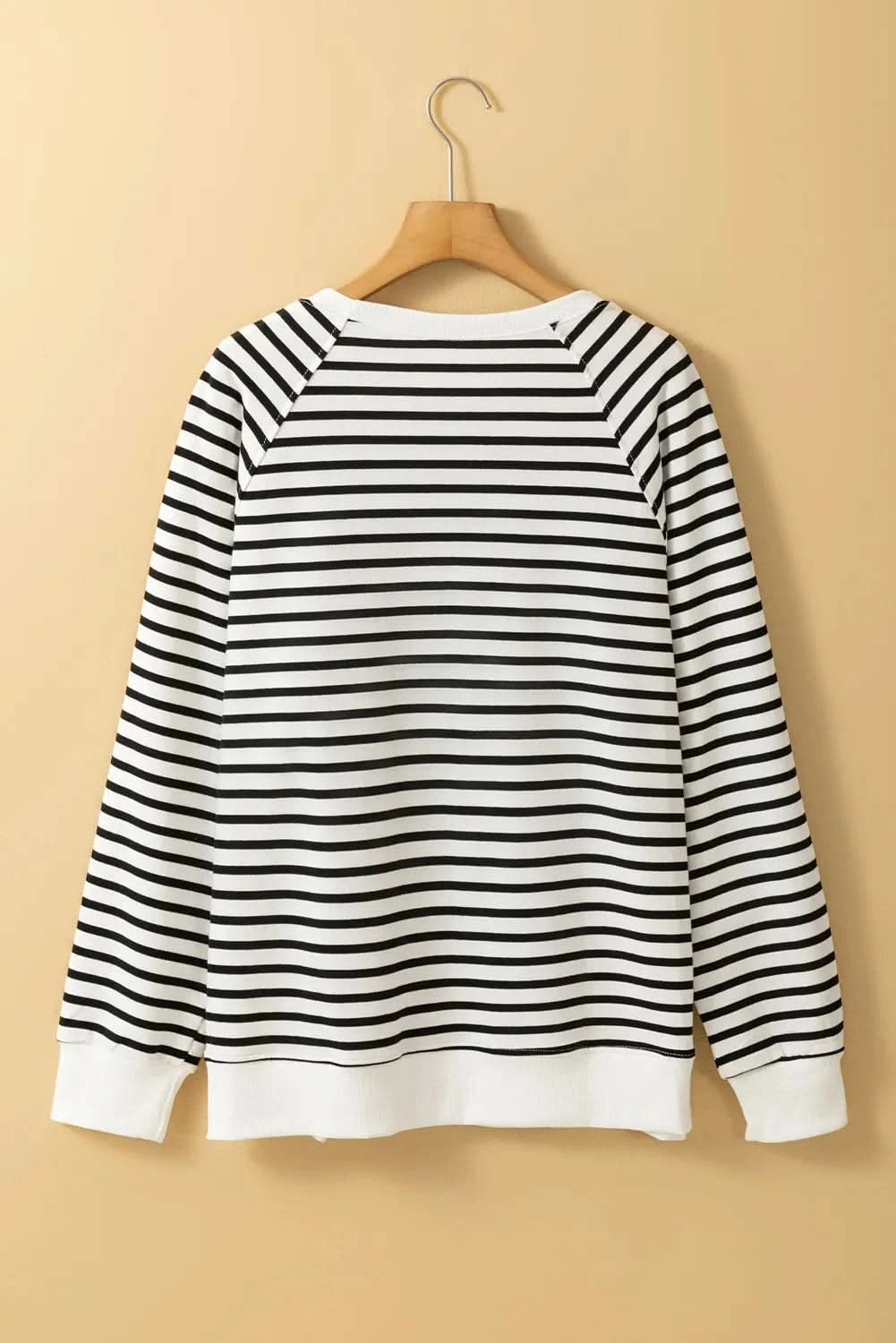 Striped long sleeve sweatshirt with stylish slit detail