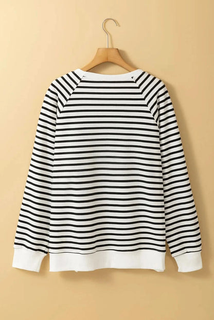 Stylish striped sweatshirt with slit