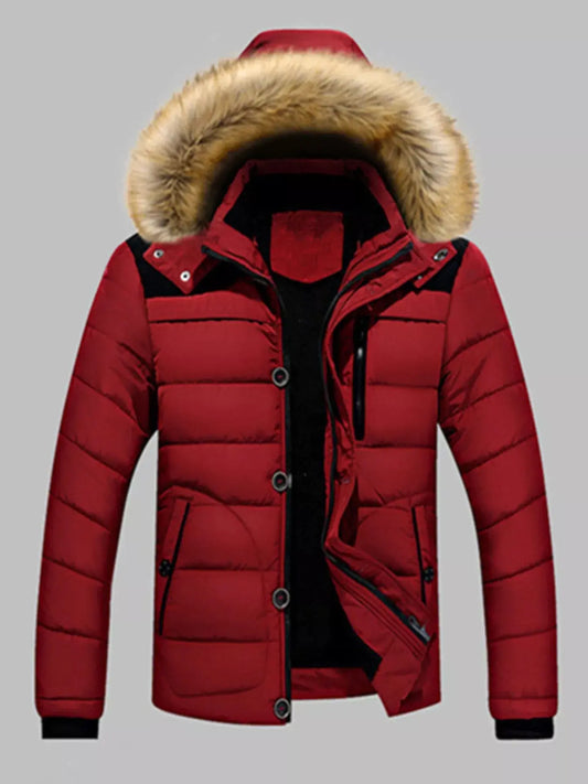 Men's Plus Size Padded Fur Hood Puffer Jacket Simply Love