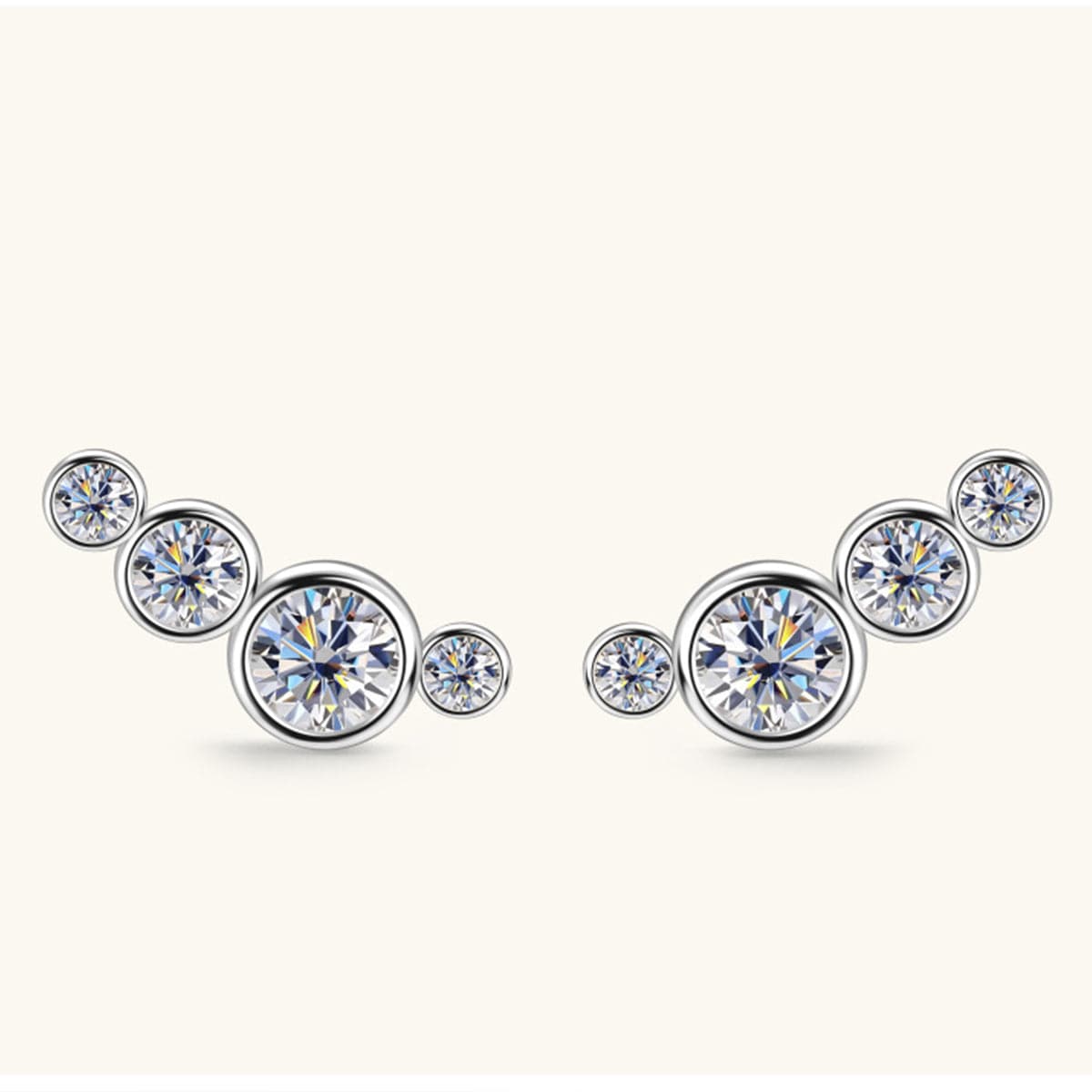 Moissanite 925 Sterling Silver Stud Earrings.