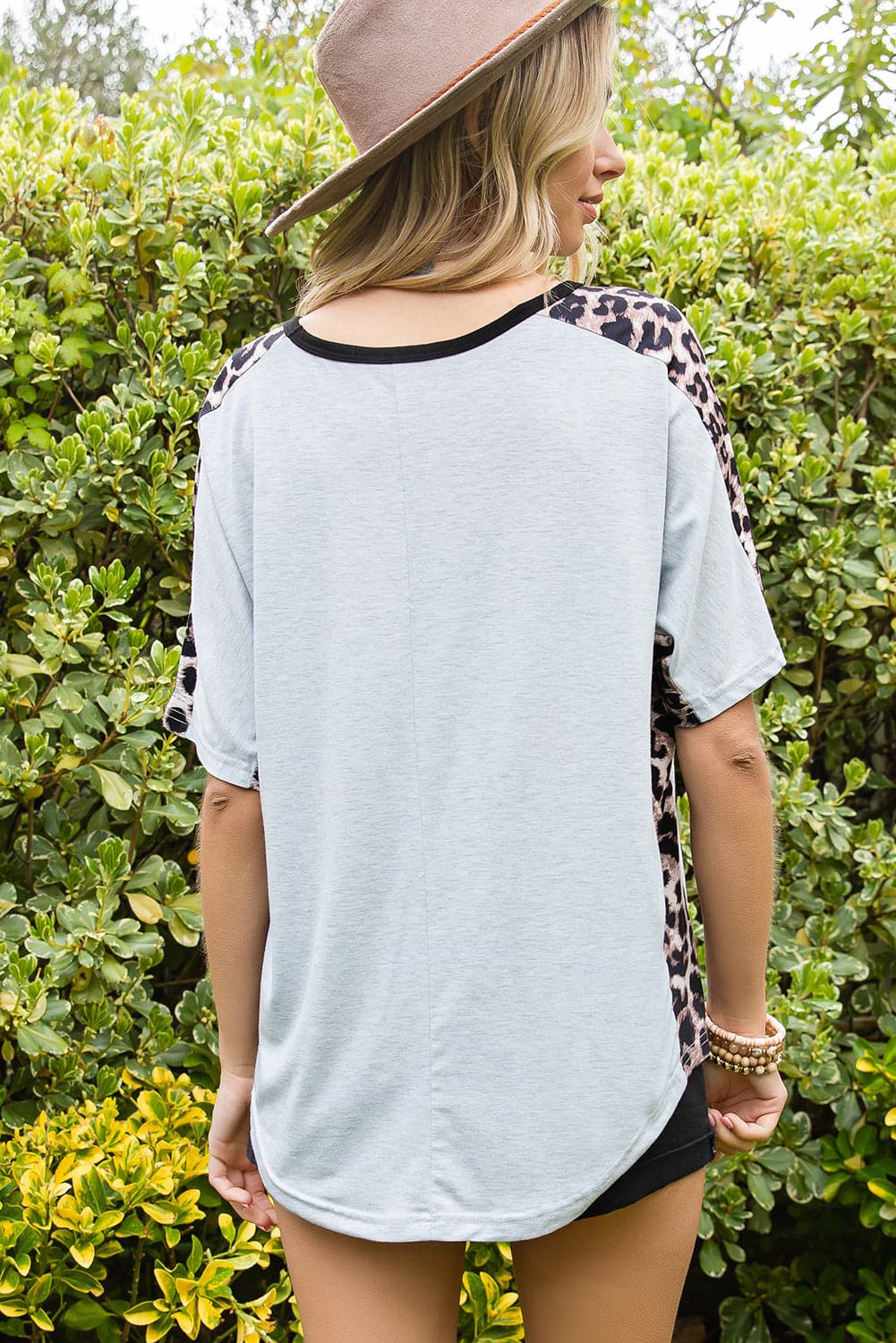 Leopard Bow Round Neck Half Sleeve T-Shirt.