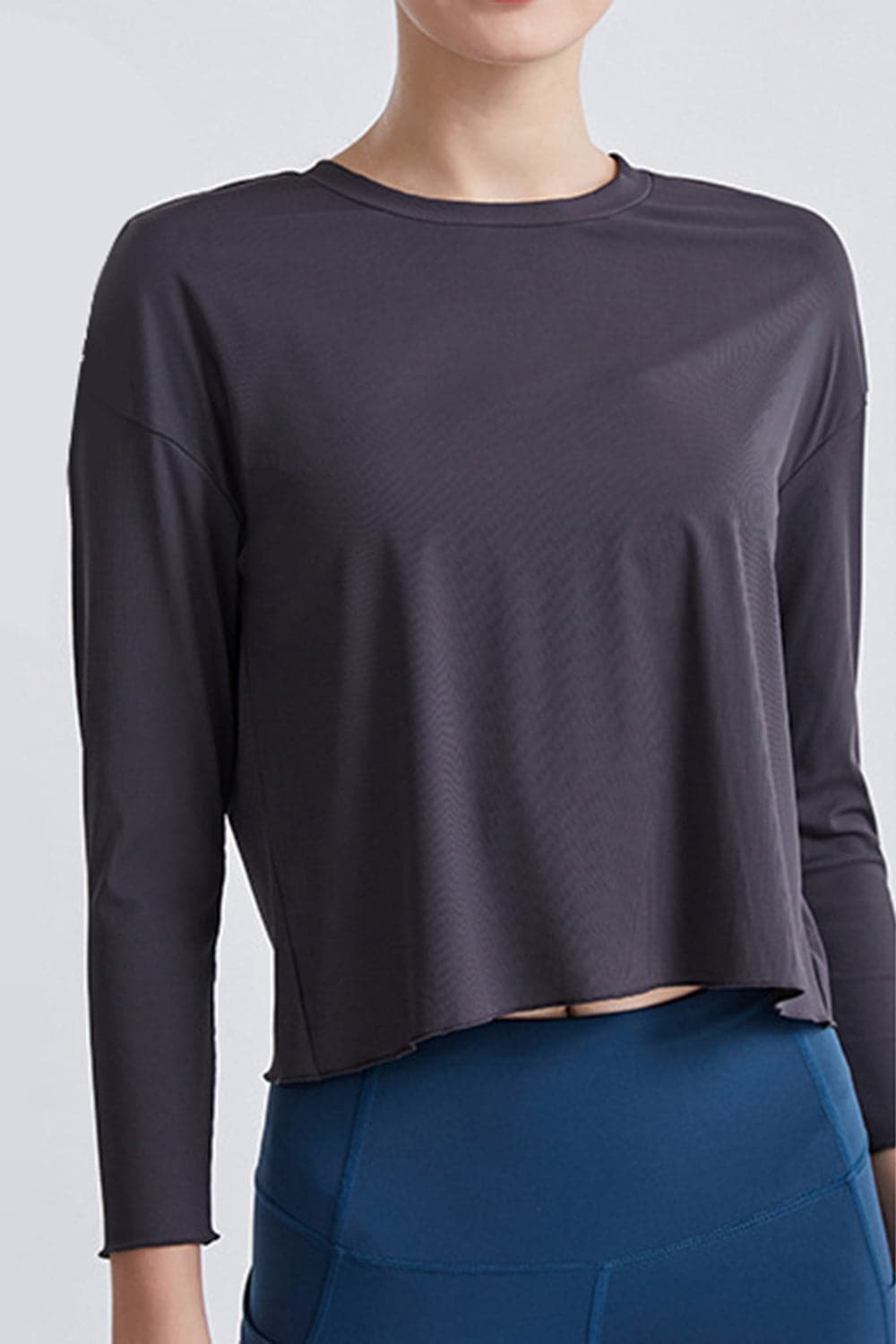 Round Neck Dropped Shoulder Active T-Shirt.