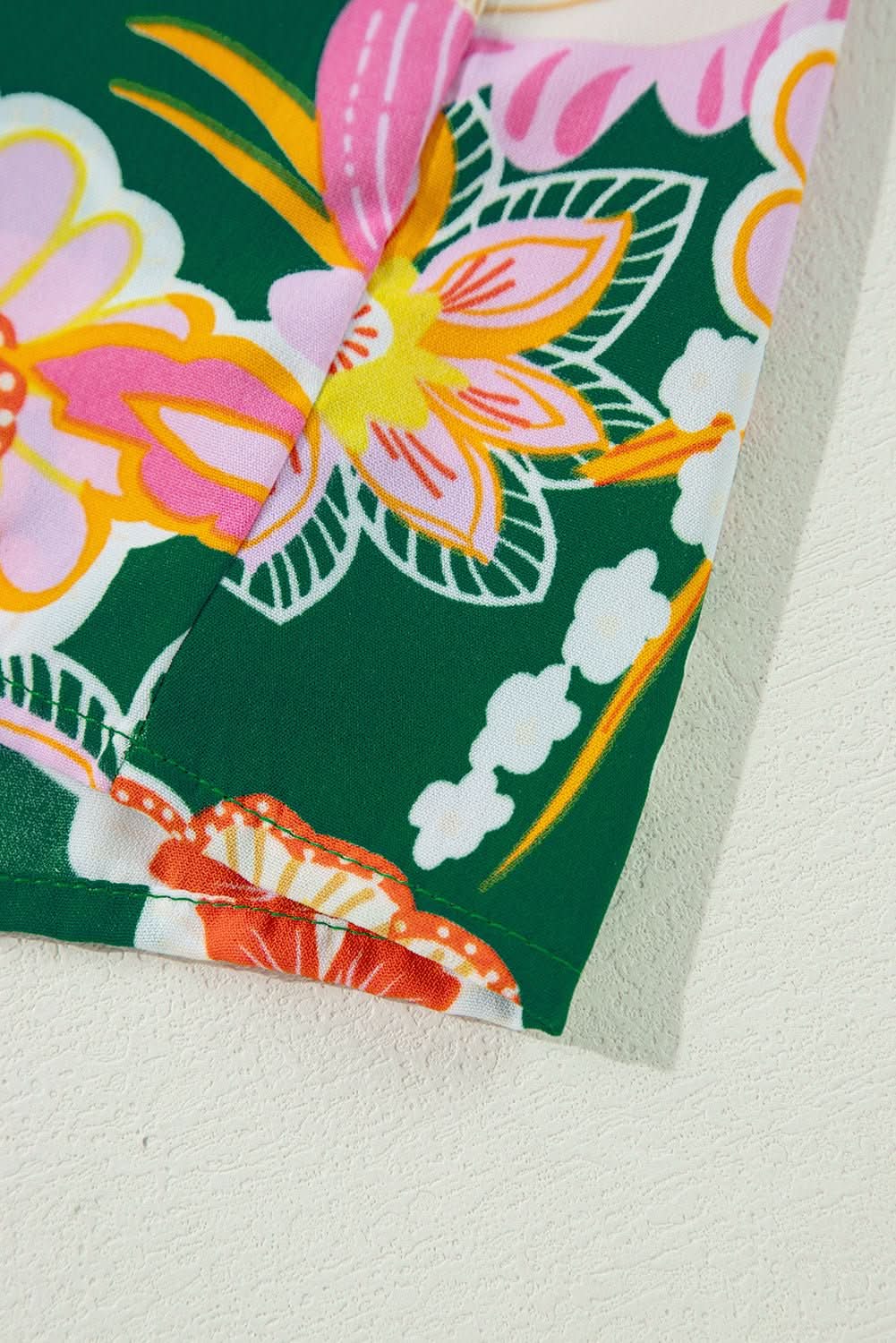 Green floral plus size babydoll top - Love Salve 