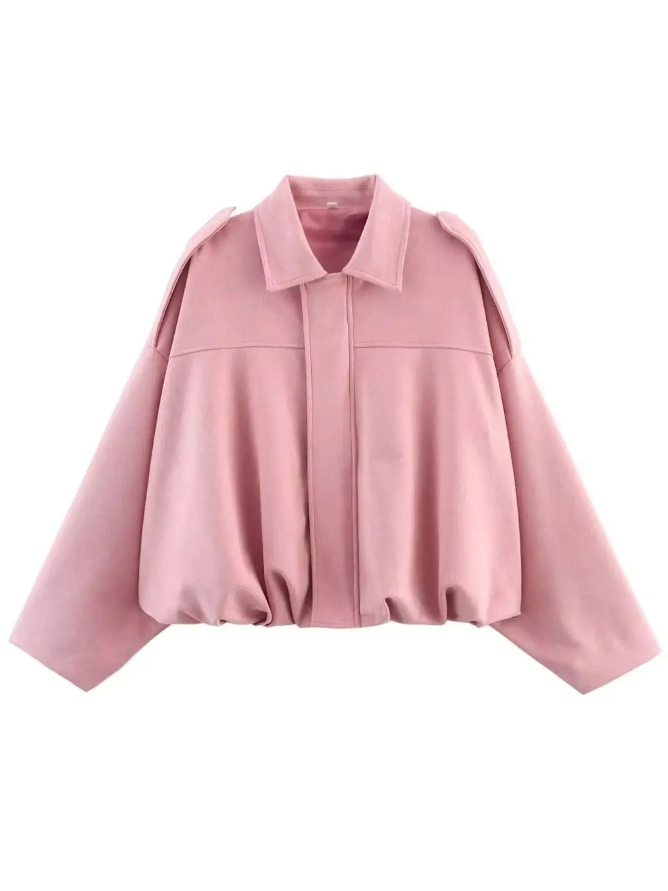 Collared Neck Dropped Shoulder Jacket Simply Love
