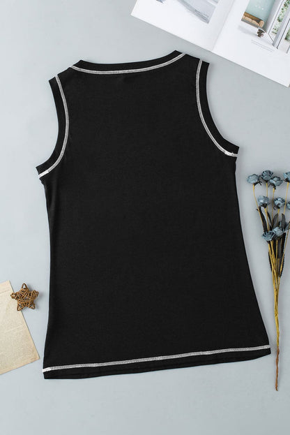 Graphic Round Neck Tank.