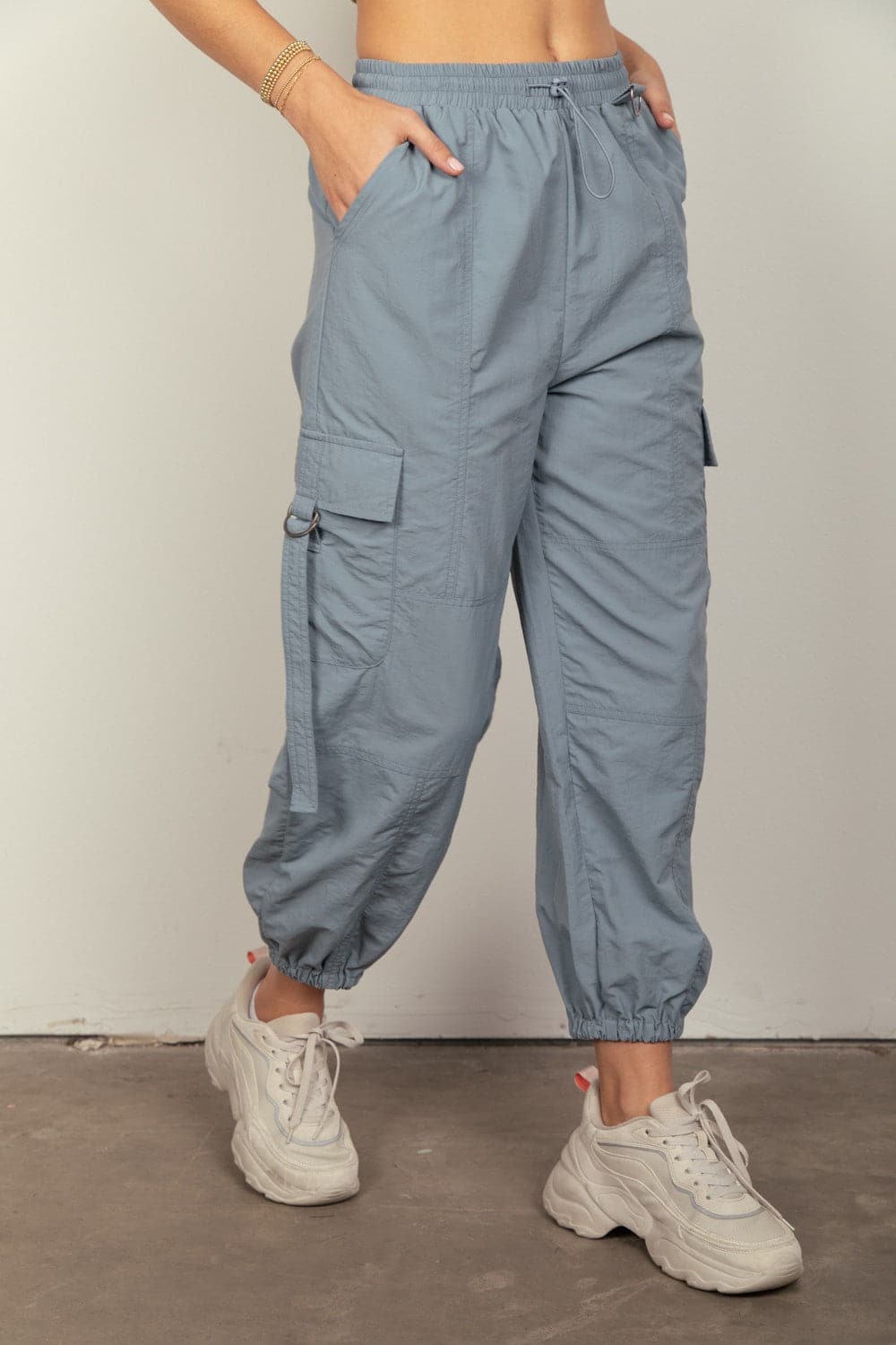 VERY J Elastic Waist Woven Cargo Pants.