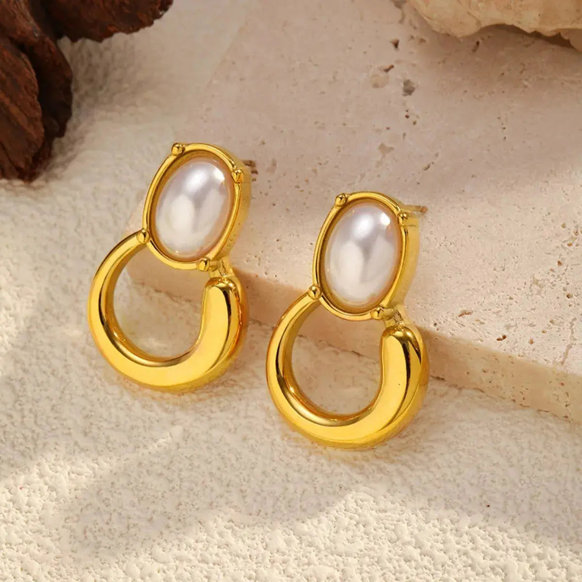 18K Gold-Plated Pearl Earrings Simply Love