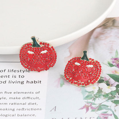 Demon pumpkin earrings with rhinestones