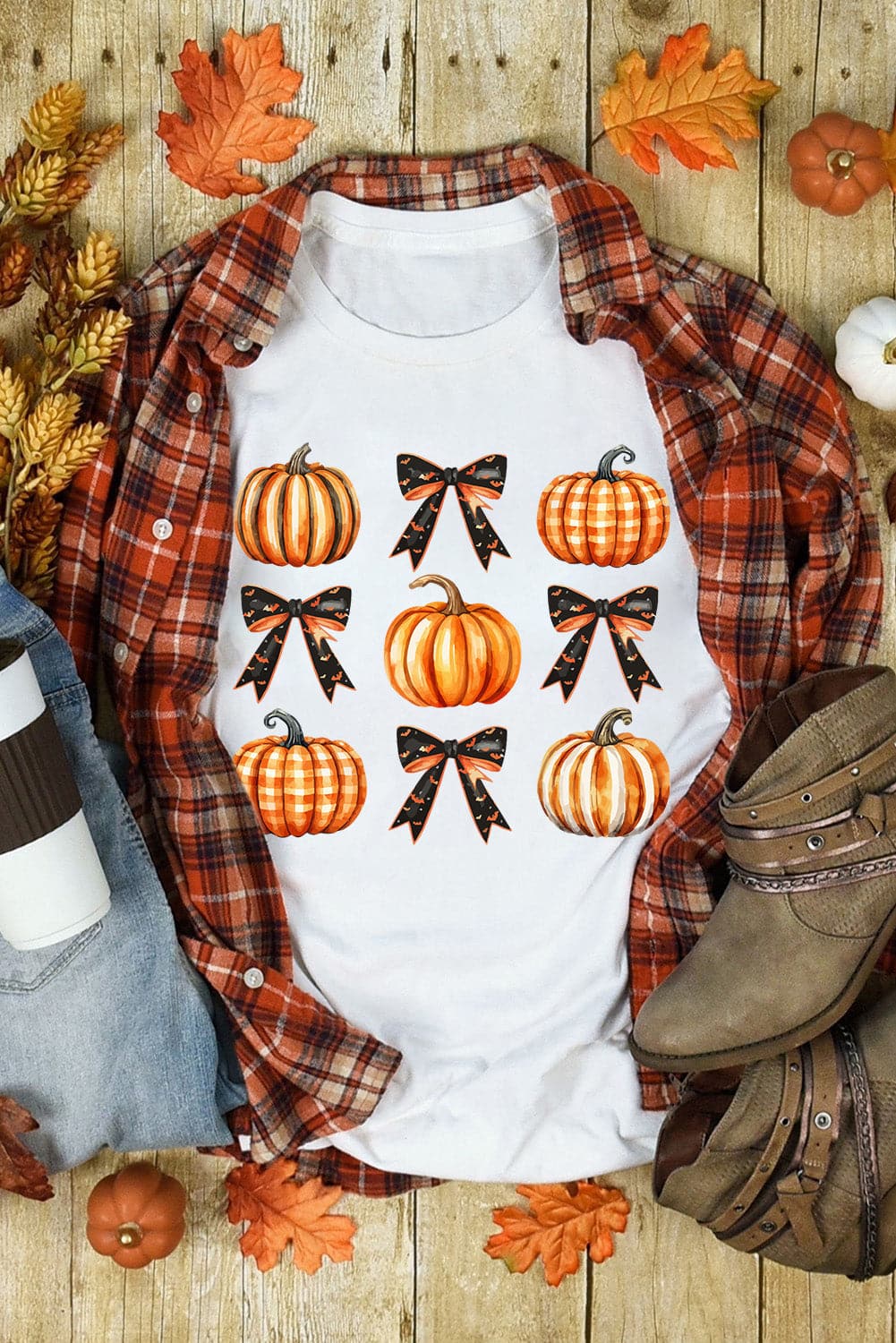 Pumpkin Round Neck Short Sleeve T-Shirt.