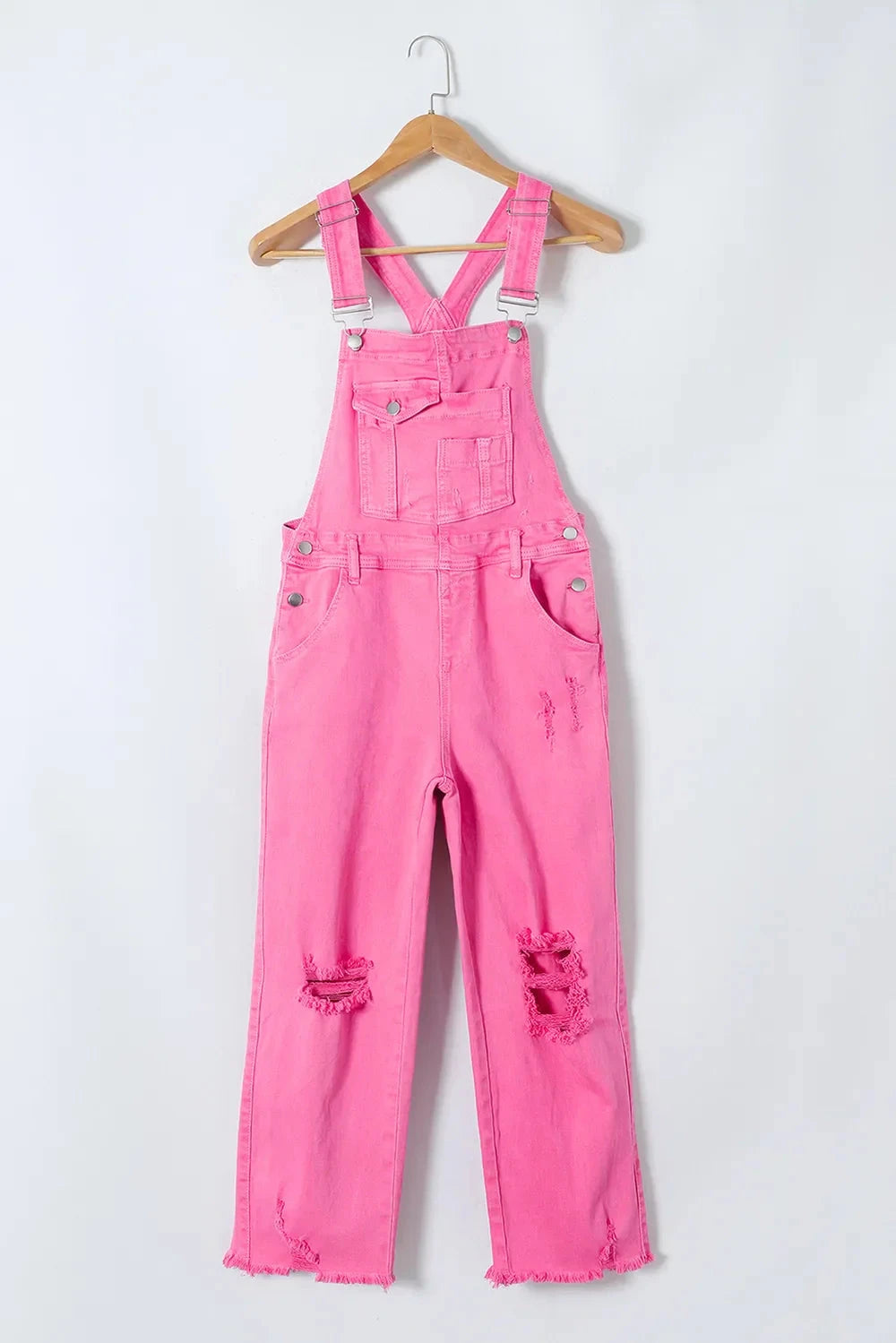 Distressed Pocketed Wide Strap Denim Overalls Coco’s Tee Boutique