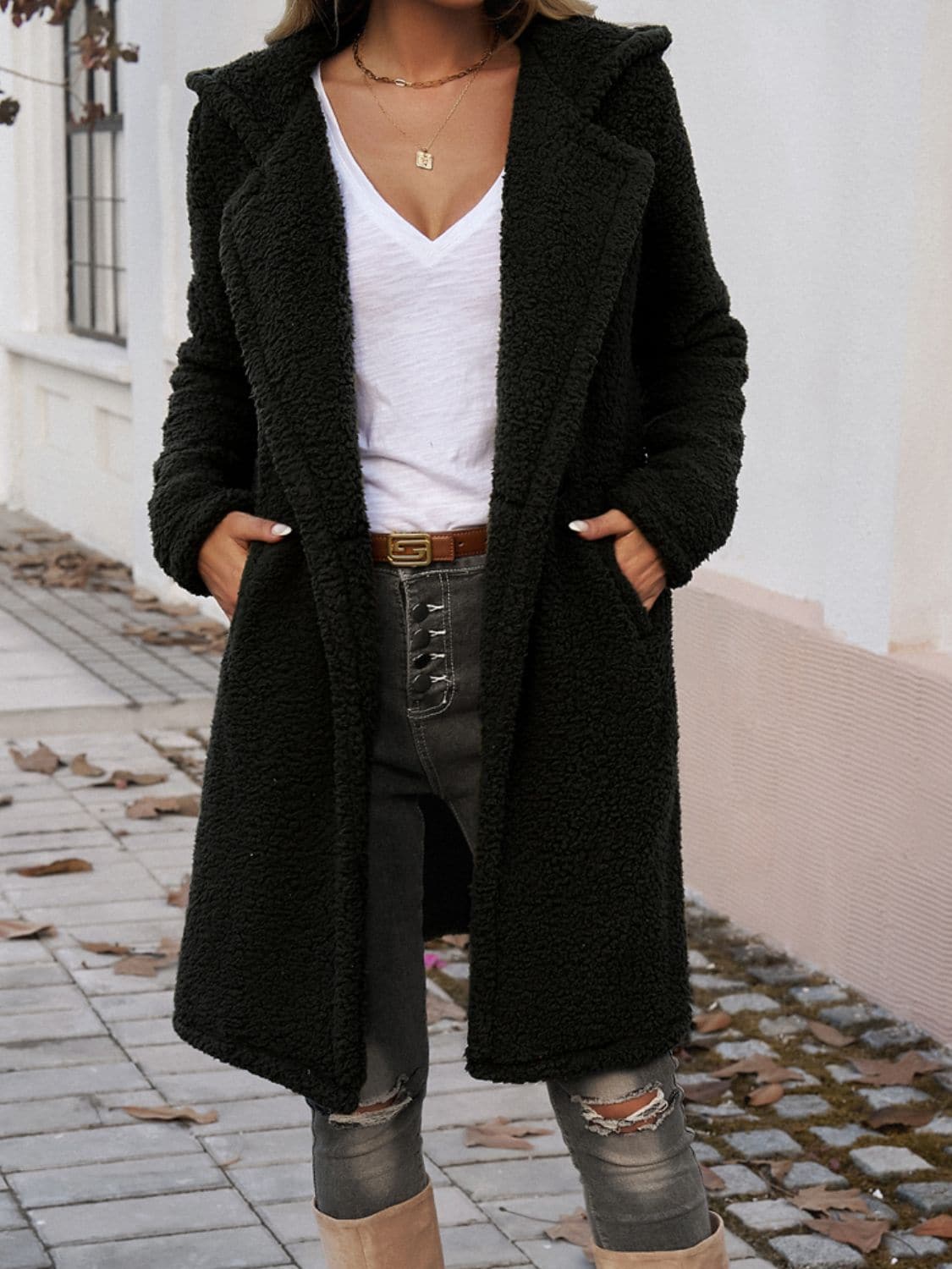 Cozy teddy coat with pockets