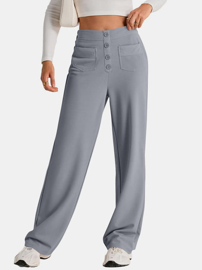 High Rise Wide Leg Trousers with Pockets