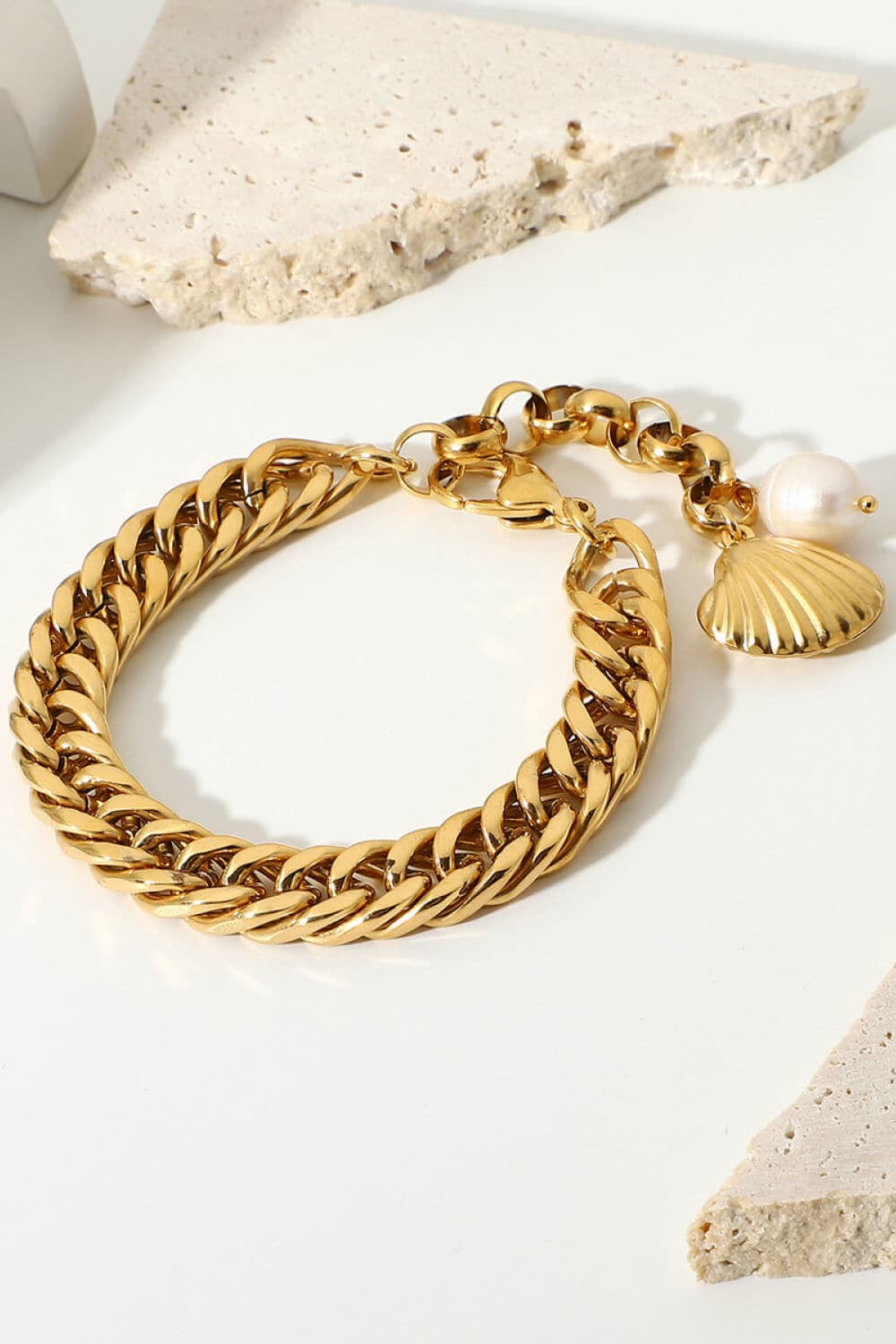 18K Gold-Plated Curb Chain Bracelet.