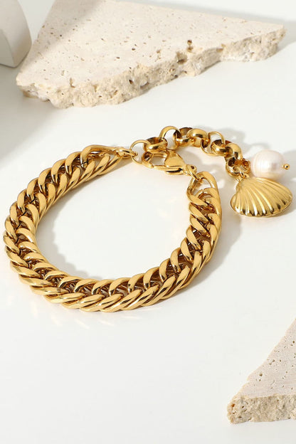 18K Gold-Plated Curb Chain Bracelet.