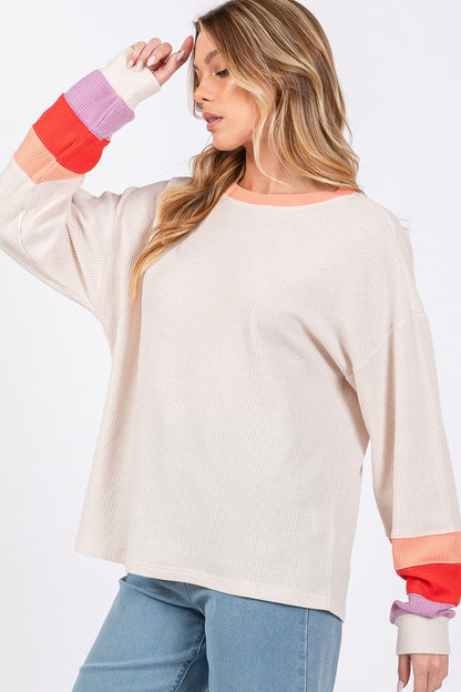 Sage + Fig color block top