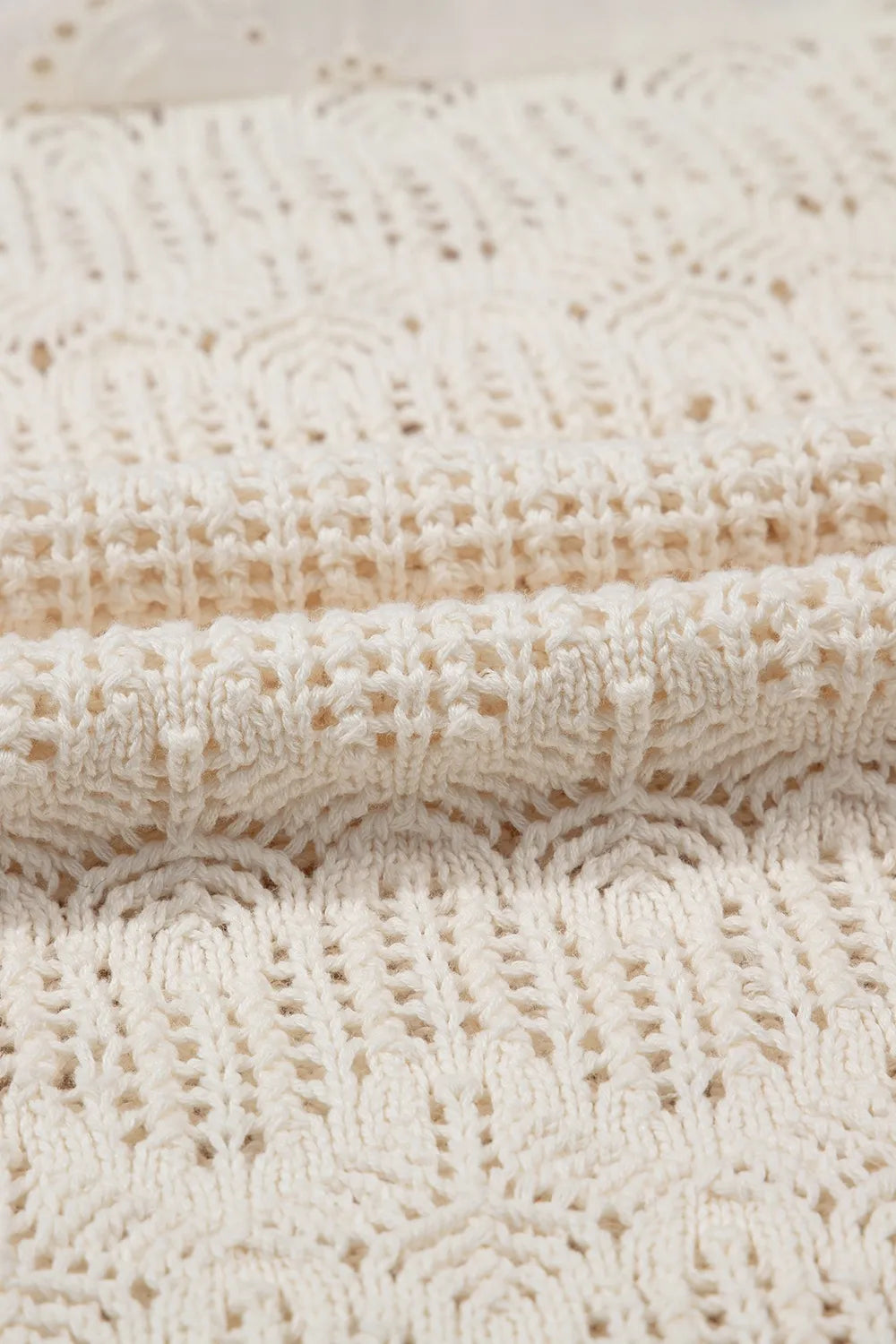 Embroidered Patchwork Hollow Out Knitted Ruffle Sweater Vest