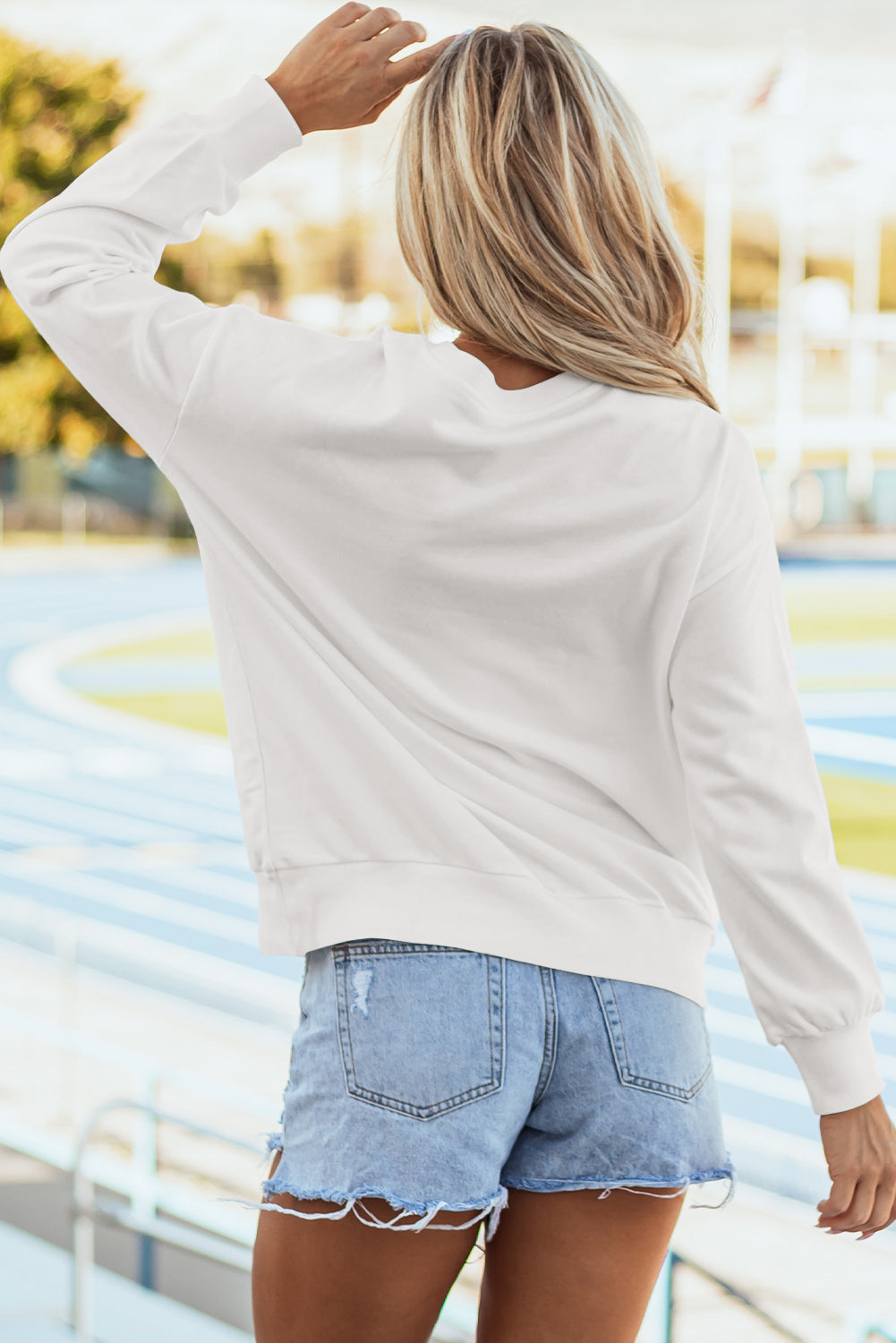 Gameday vibes white tinsel sweatshirt