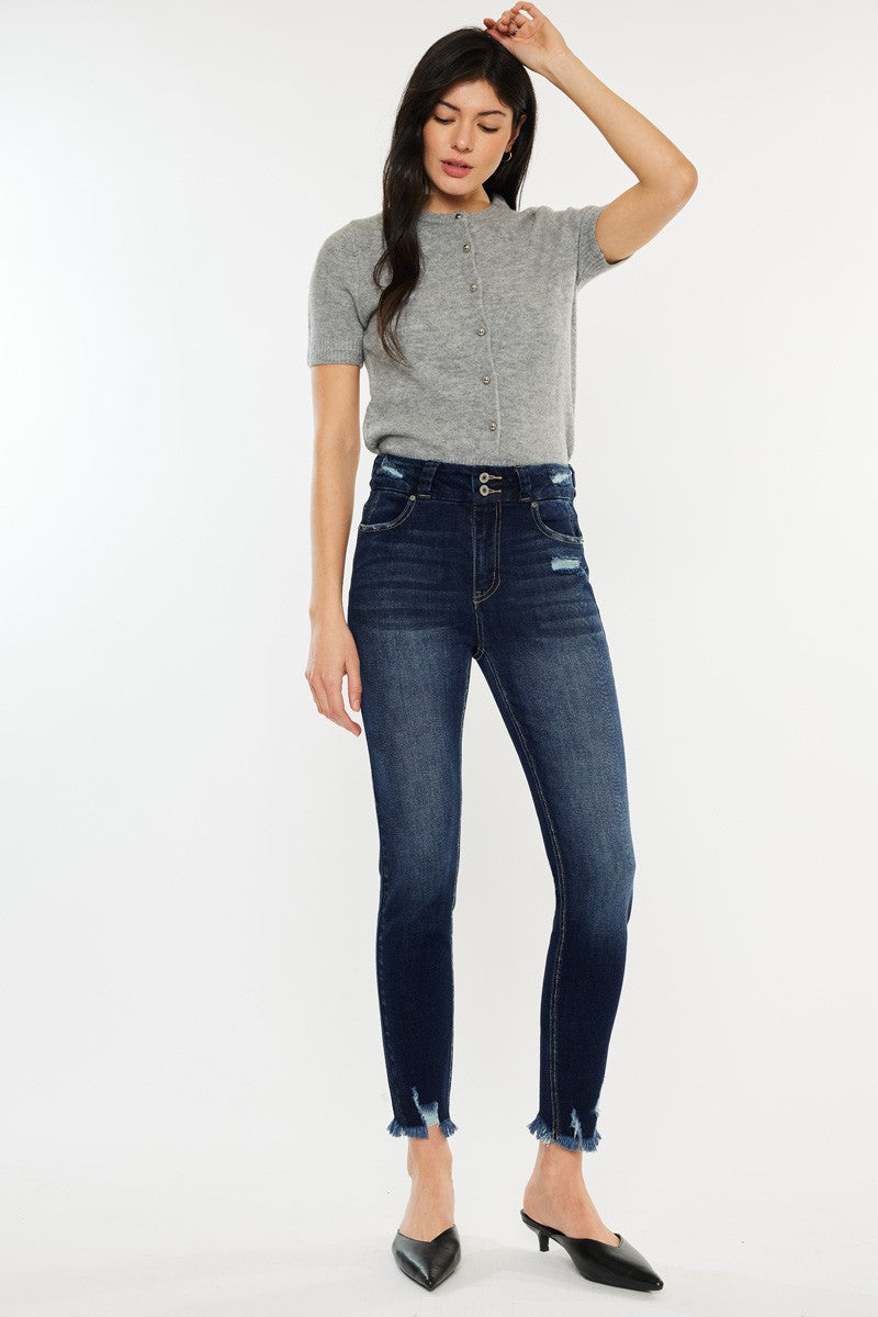 Kancan Full Size Cat's Whiskers Raw Hem High Waist Jeans Coco’s Tee Boutique