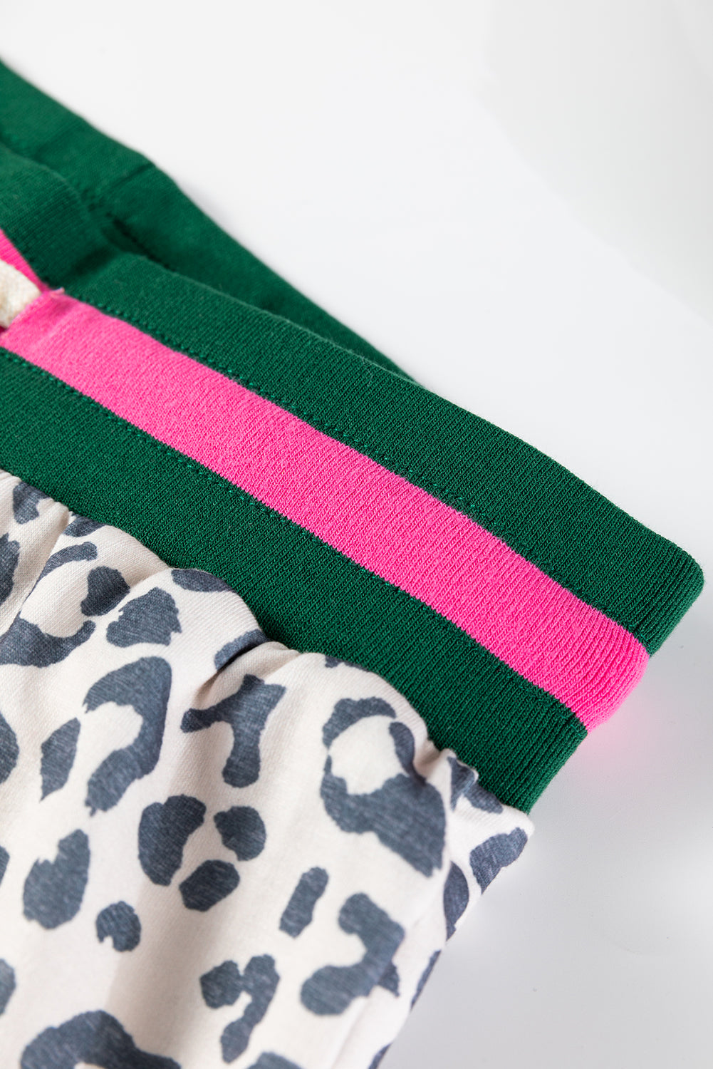 Gray Leopard Print V Neck Long Sleeve Top Patchwork Drawstring Pant Set Dear-Lover Dropshipping