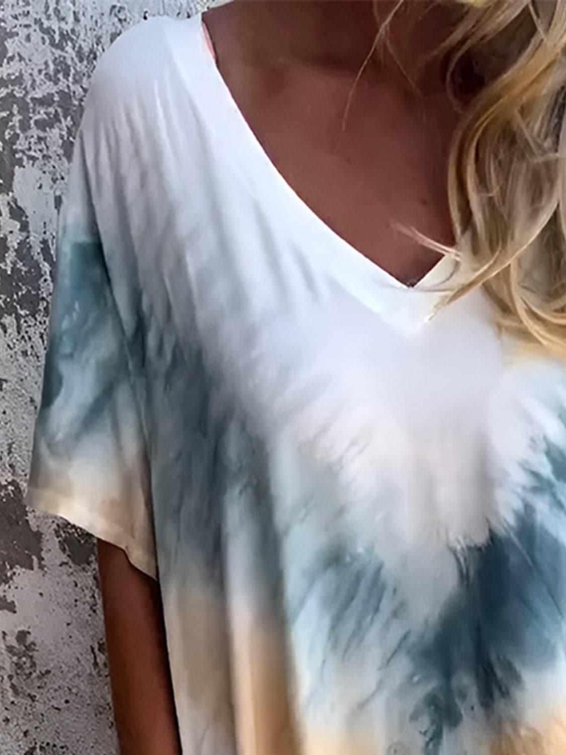 Full Size Pocketed Tie-Dye Short Sleeve Dress.