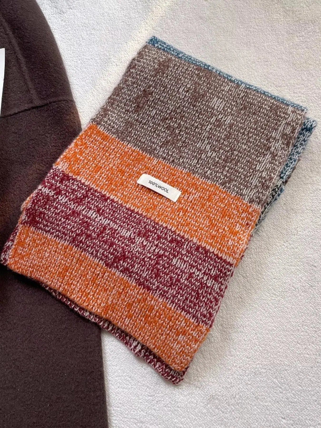 100% Wool Color Block Knitted Scarf Simply Love