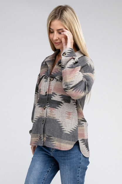 Geometric Print Long Sleeve Jacket