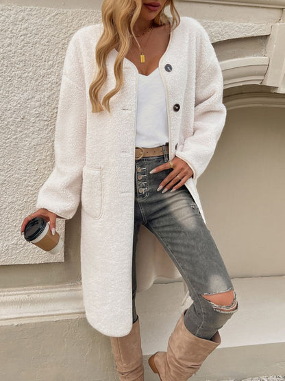 Chic button-up long sleeve coat