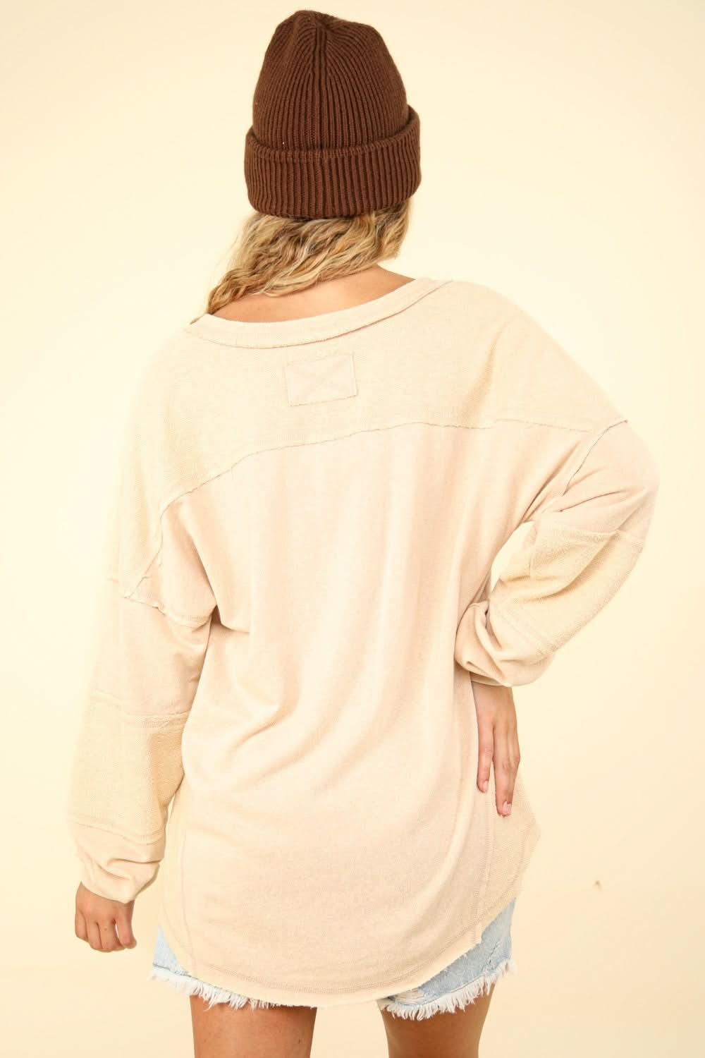 Washed v-neck knit top by very j