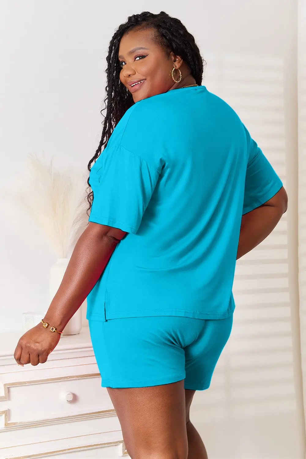 Basic Bae Full Size Soft Rayon Half Sleeve Top and Shorts Set - Love Salve