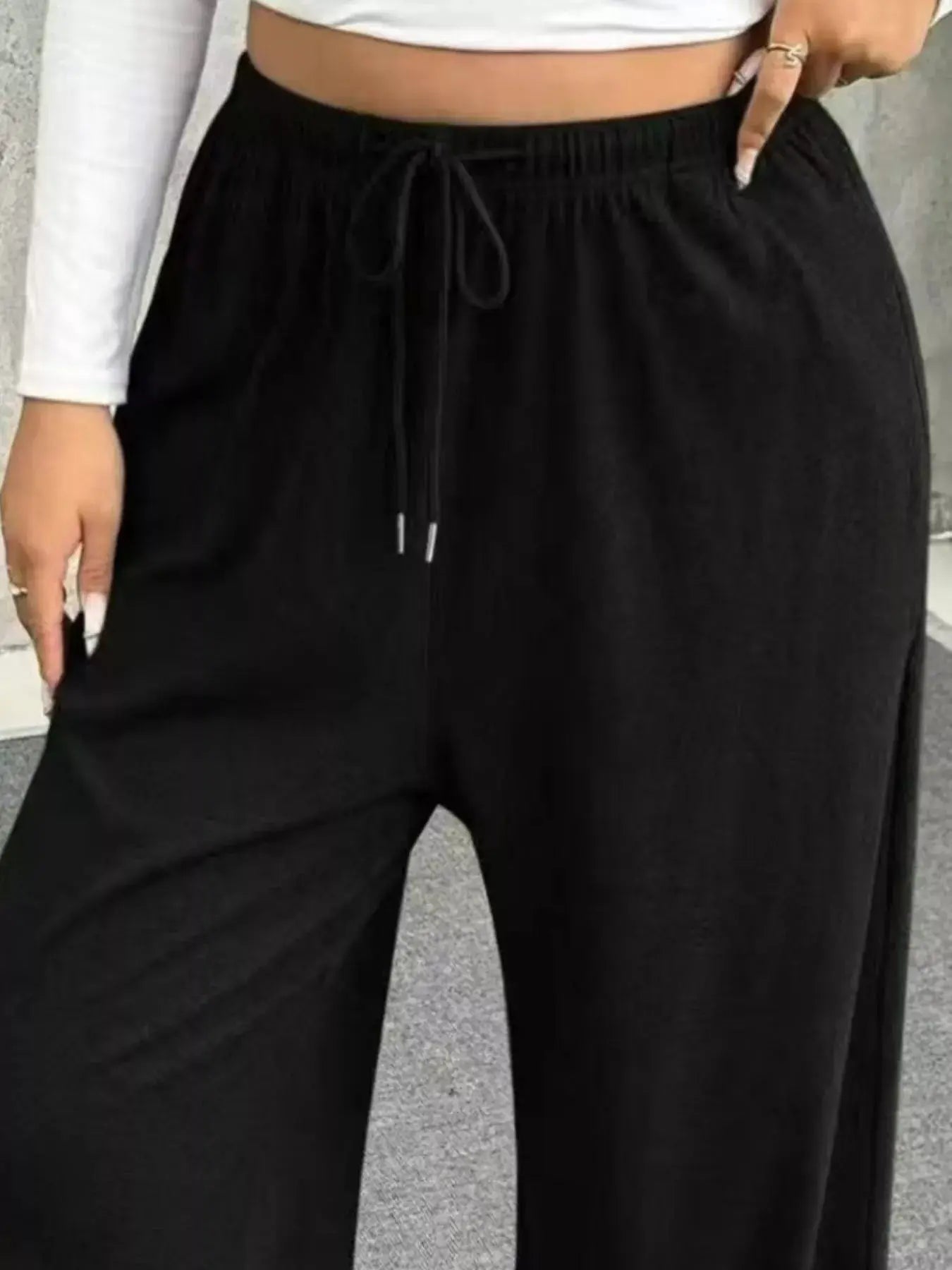 Full Size Drawstring Wide Leg Pants Plus Size Simply Love