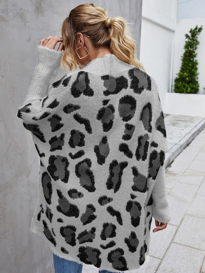 Leopard Pattern Fuzzy Cardigan.