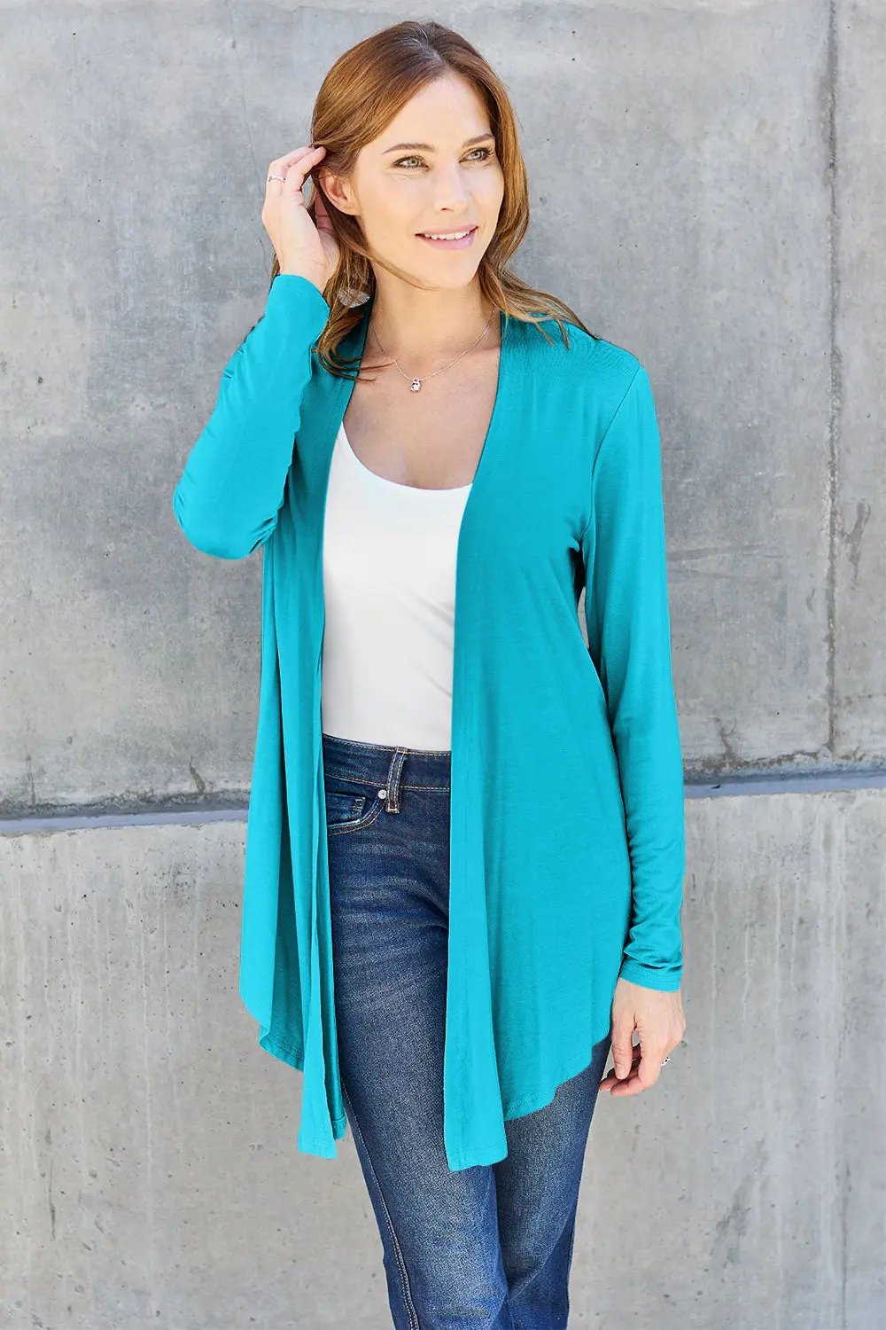 Basic Bae Full Size Open Front Long Sleeve Cardigan - Love Salve