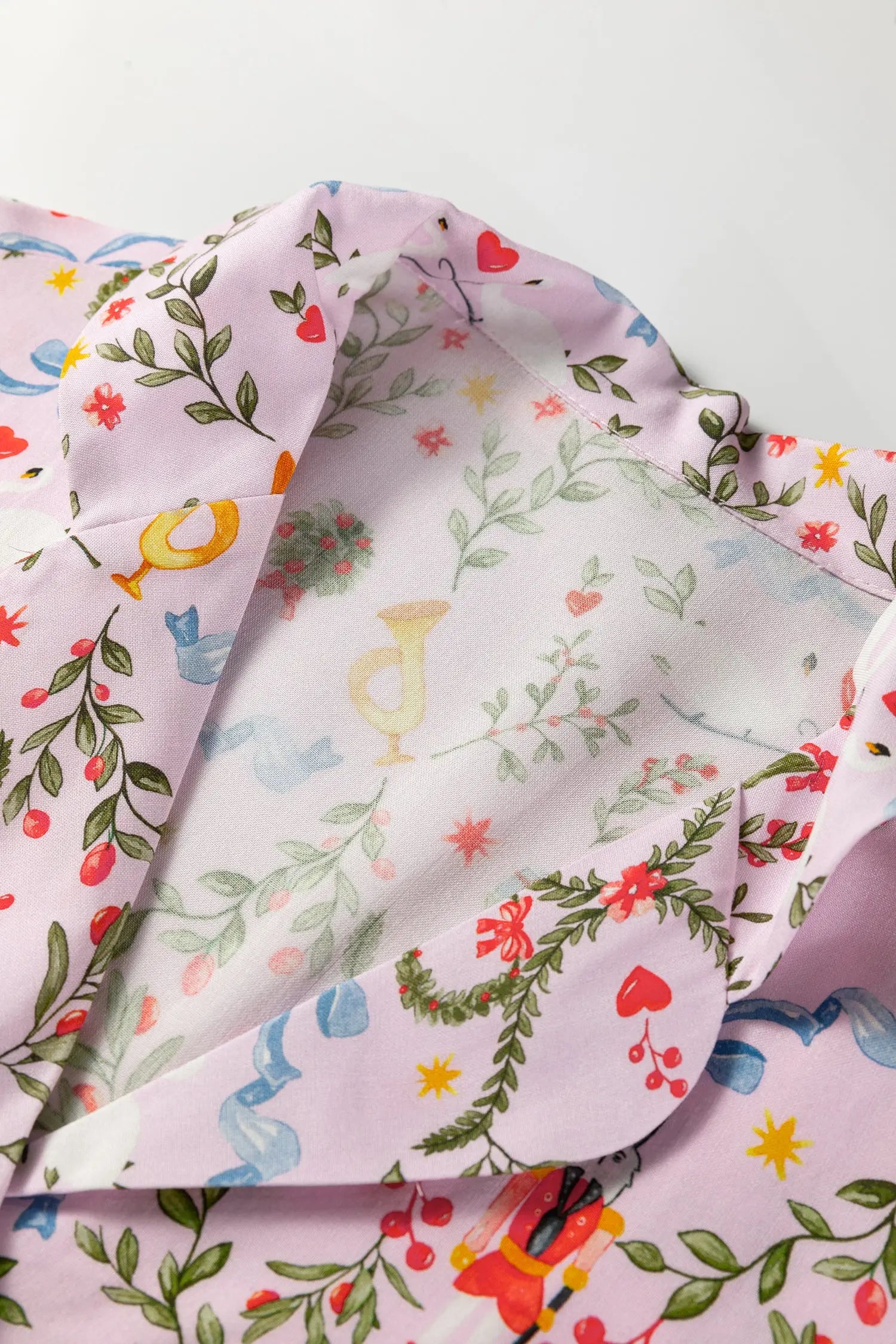 Pink Christmas Nutcracker Pajama Set 2Pc Long Sleeve Shorts Holiday Print Dear-Lover Dropshipping