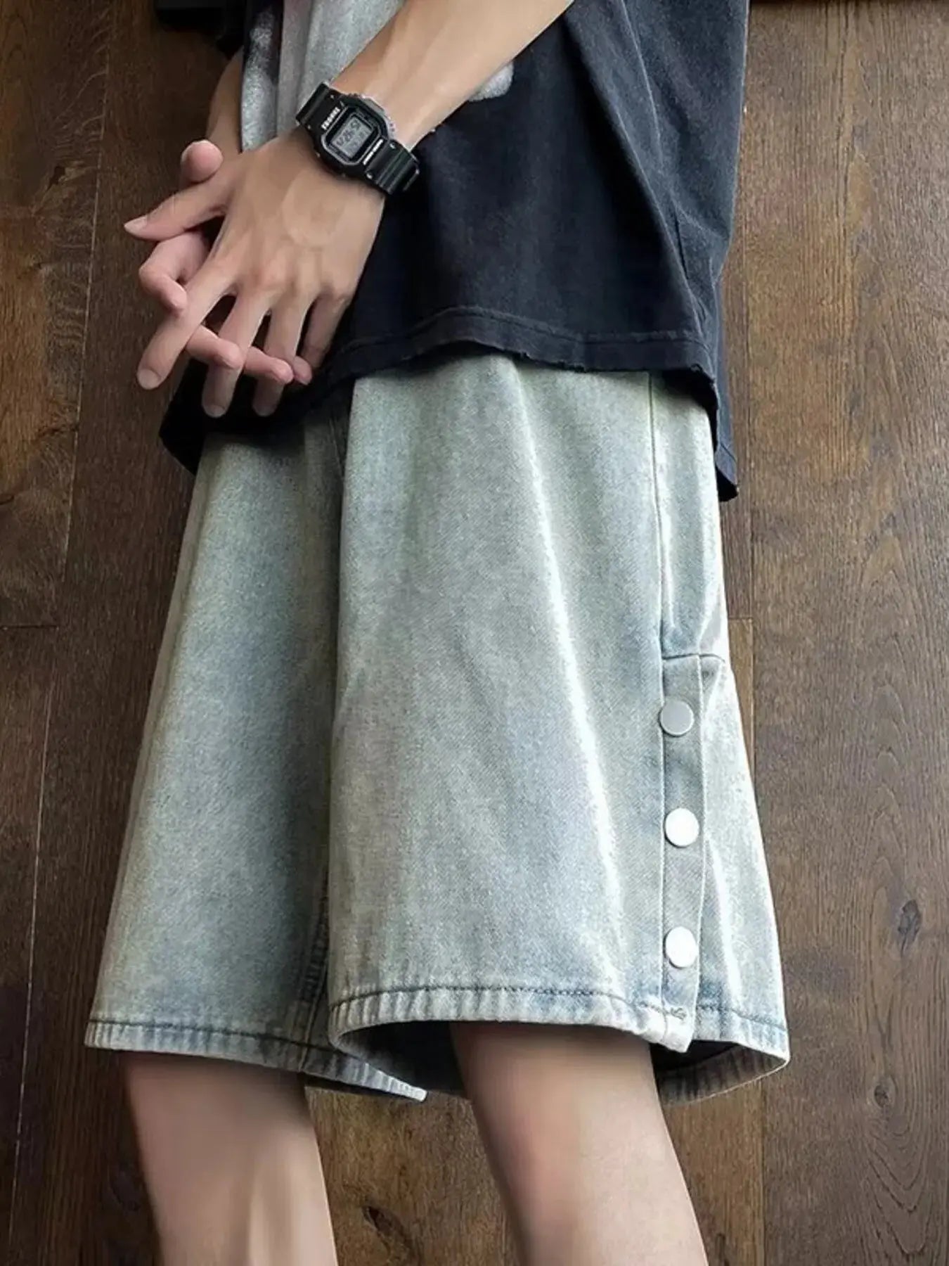 Men's Plus Size Loose Fit Wash Denim Shorts Simply Love