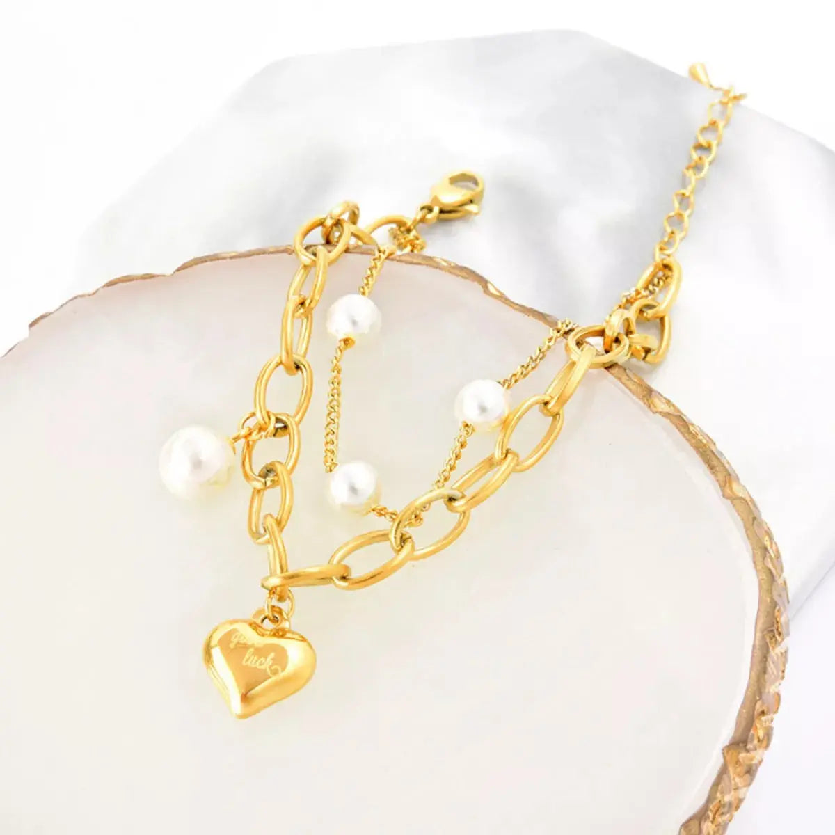 18K Gold-Plated Heart Charm Bracelet Simply Love