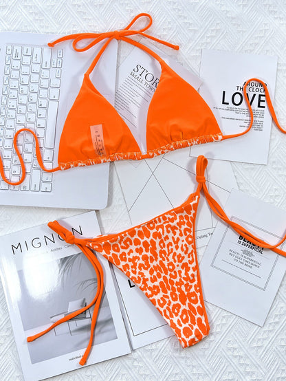 Bold & Wild: Pink Leopard Print Tie Bikini Set