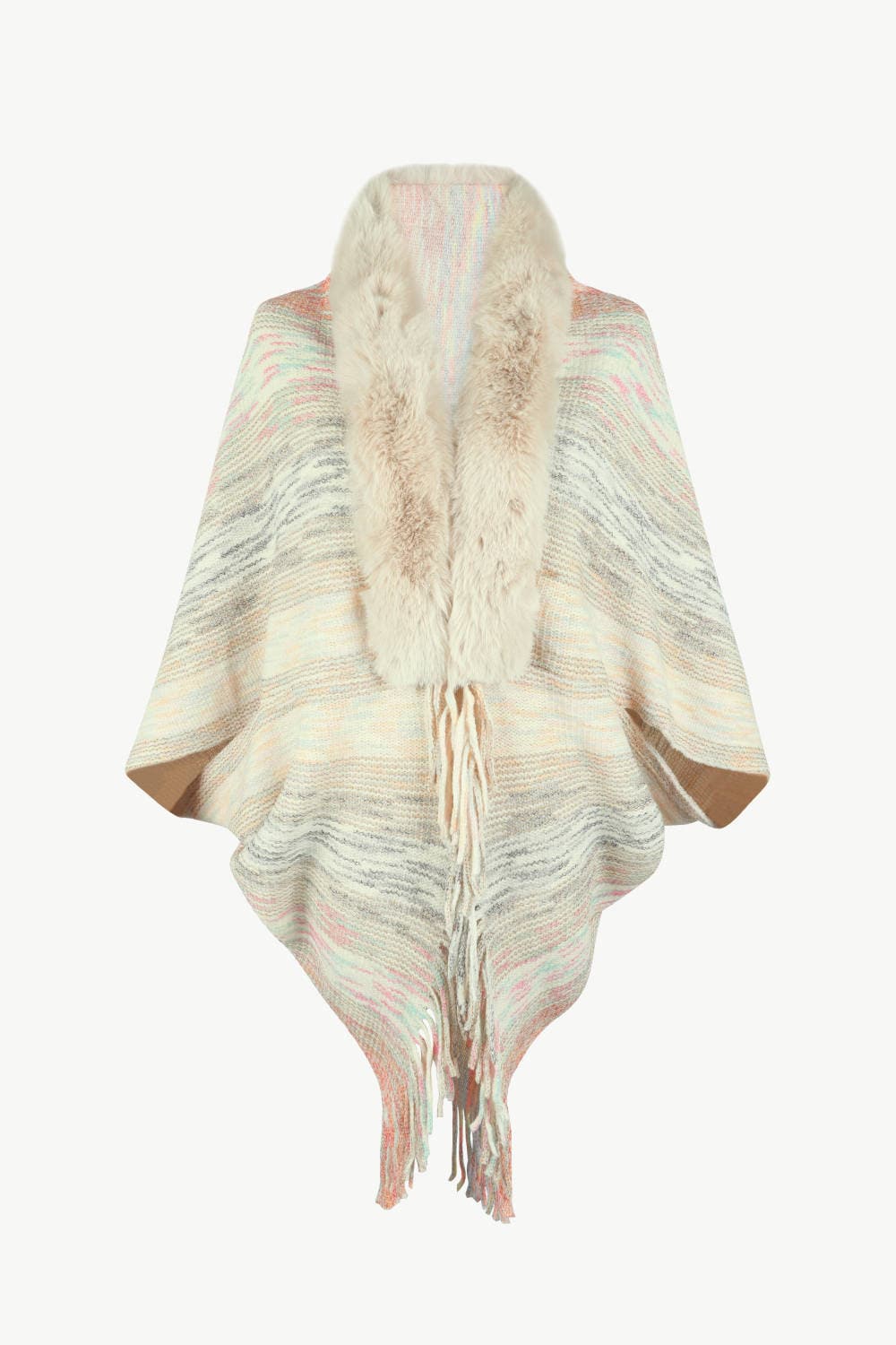 Open Front Fringe Hem Poncho.