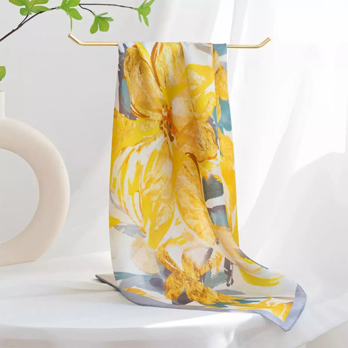 Floral Print Silk Square Scarf Simply Love