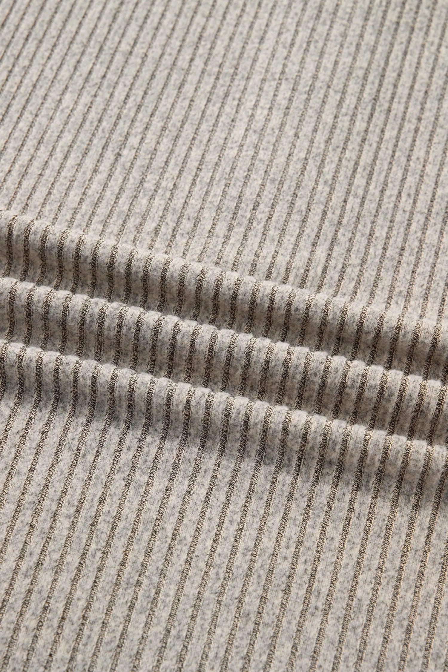 Simply Taupe Plus Size Ribbed Knit Kangaroo Pocket Henley Long Sleeve Top Dear-Lover Dropshipping