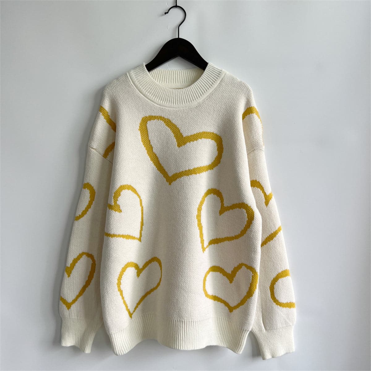 Heart Pattern Long Sleeve Sweater.