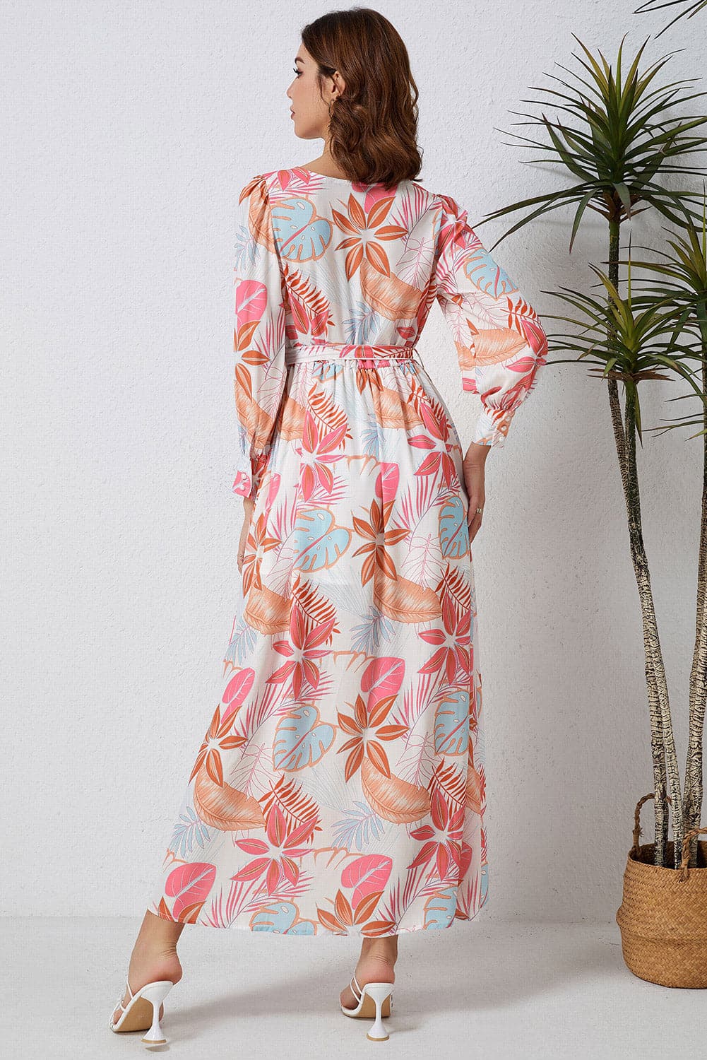 Printed Tie Waist Maxi Dress.