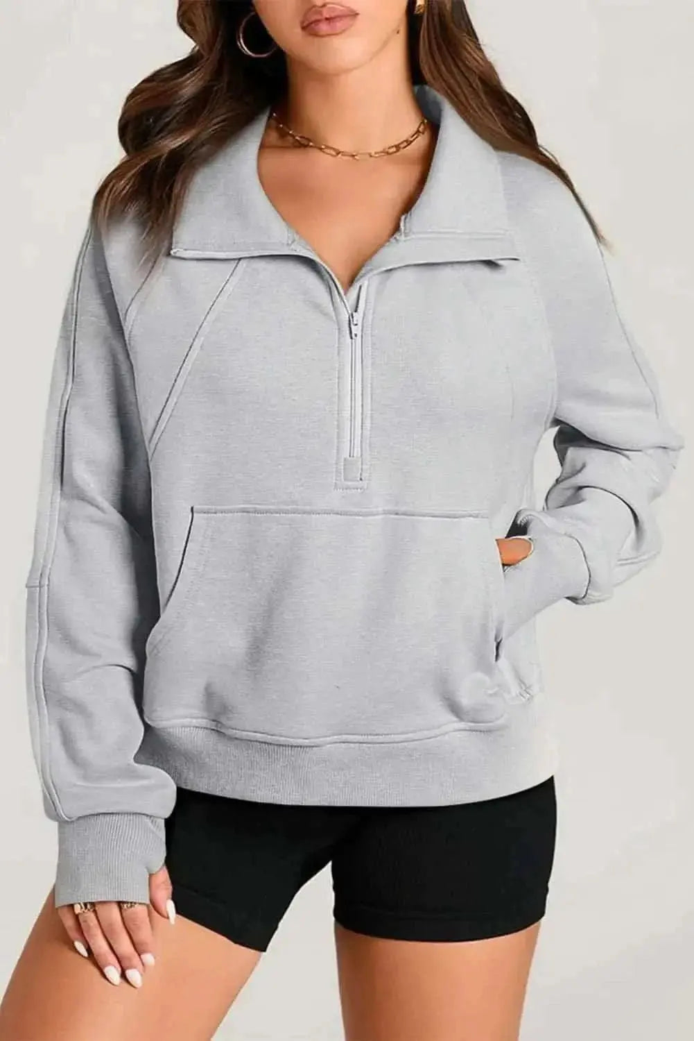 Half Zip Long Sleeve Sweatshirt - Love Salve 